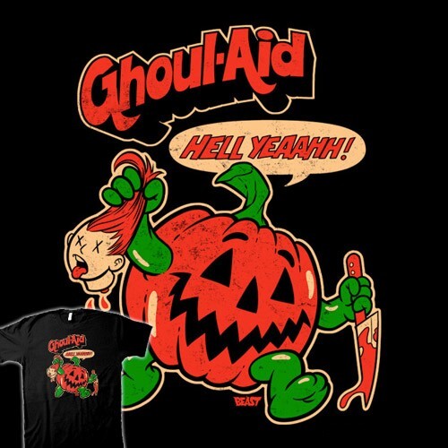 GHOUL AID Halloween KOOL AID MAN Drink Mix Ad Horror Spoof Art TEEFURY T-SHIRT