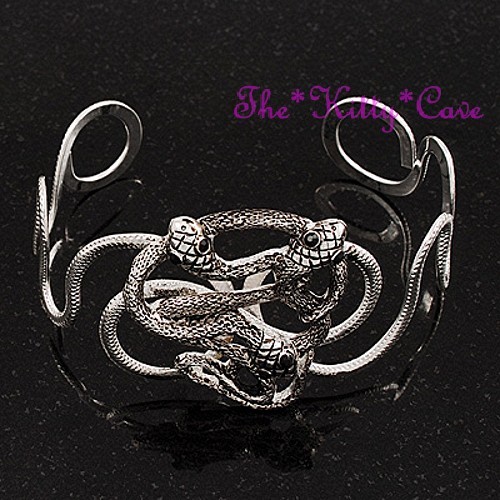 Égyptien Cléopâtre Pharaon Cobra Serpent Trio Danse Du Ventre Manchette Bracelet - Picture 9 of 12