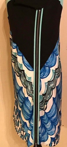 NWT Tracy Reese Aegean Waves Silk Spliced Shift Dress Sz 6 Side Zip MRSP 325.00 - Picture 4 of 10