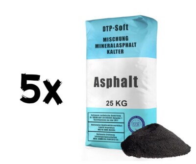 5 x 25kg Kaltasphalt 0-8 mm Reparaturasphalt Asphalt Kaltmischgut 125kg