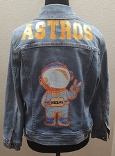 Houston Astros Petite Large Denim Jacket Baseball Jean Jacket MLB Original B14