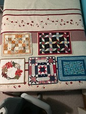 Lot of 5 Handmade quilted square table topper Centerpieces. See Pics