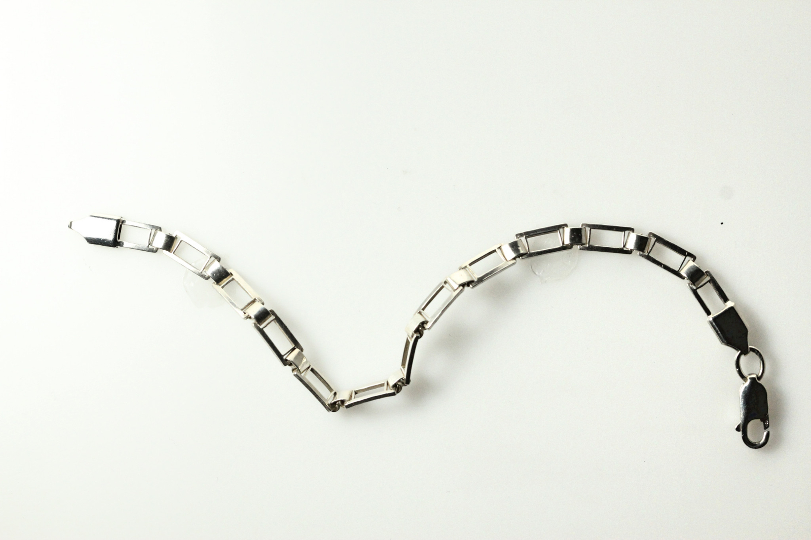 925 Sterling Silver 7.75" Rectangular Link Bracel… - image 4