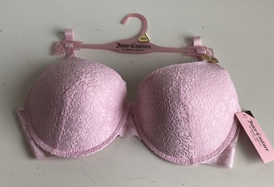 Juicy Couture Sexy Push Up Bra Sz 40D Parfait Pink Underwire JC6914D Lace NEW