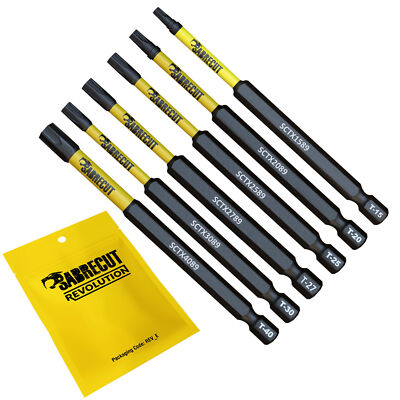SabreCut x 6 Torx 89 mm Schlagschrauber Schraubendreher Bits professionell magnetisch