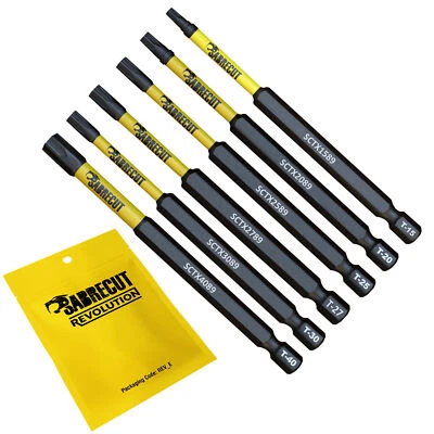 SabreCut x 6 TORX 89mm Impact Driver Screwdriver Bits Professional Magnetic