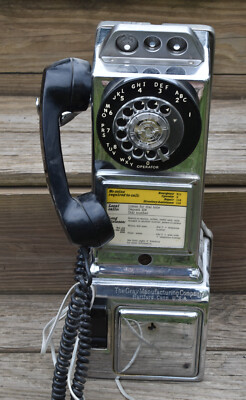 Vintage Chrome gray manufacturing co chrome Coin Operated Rotary Payphone Phone