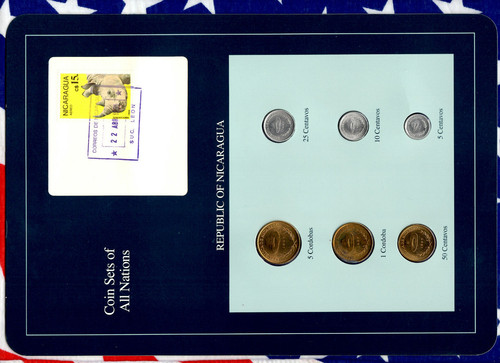 Coin Sets of All Nations Nicaragua UNC 1,5 Cordobas 5,10,25,50 Ctvs 1987