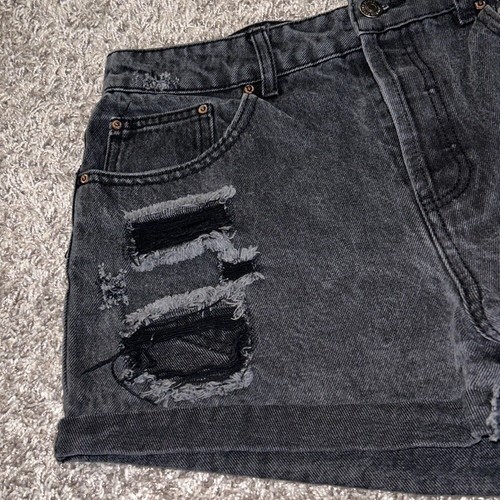 Forever 21 High Rise Black Distressed Jeans Shorts Denim schwarz grau Gr. 29 - Bild 2 von 7
