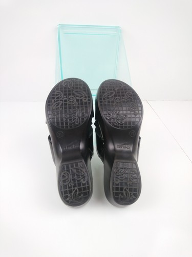 Dansko Black Patent Leather Flower Wedge Slip On Sandals Women's 37 / US 6.5 - 7 - Picture 8 of 8