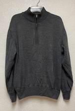 FootJoy Men's Wool Gray 1/4 Zip Pullover FJ Golf Sweater Insulated Sz M READ Des