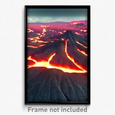 Pixel Art Poster - Villainous Lava Fields (8 Bit Psychedelic Video Game Print)