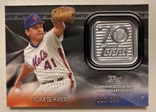 Topps 2021 Series 1 Tom Seaver 70th Anniversary Logo Patch BLACK SP #125/299