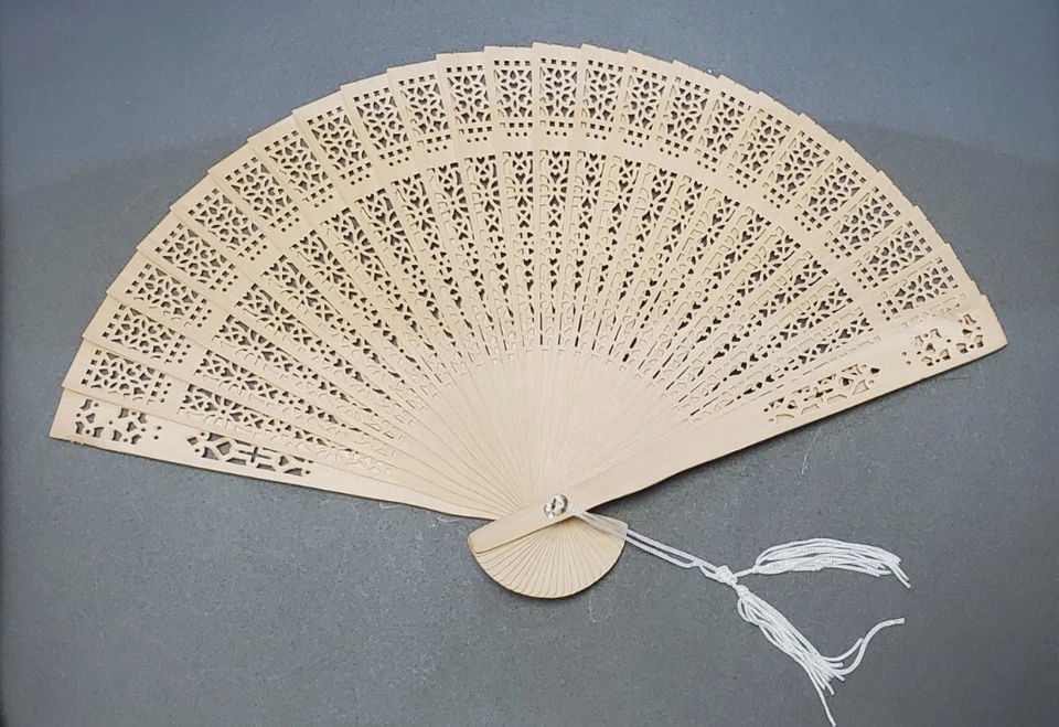 Handheld Wooden Folding Japanese Sandalwood Fan Wedding Outdoor Tea party Gift - Image 2 of 4