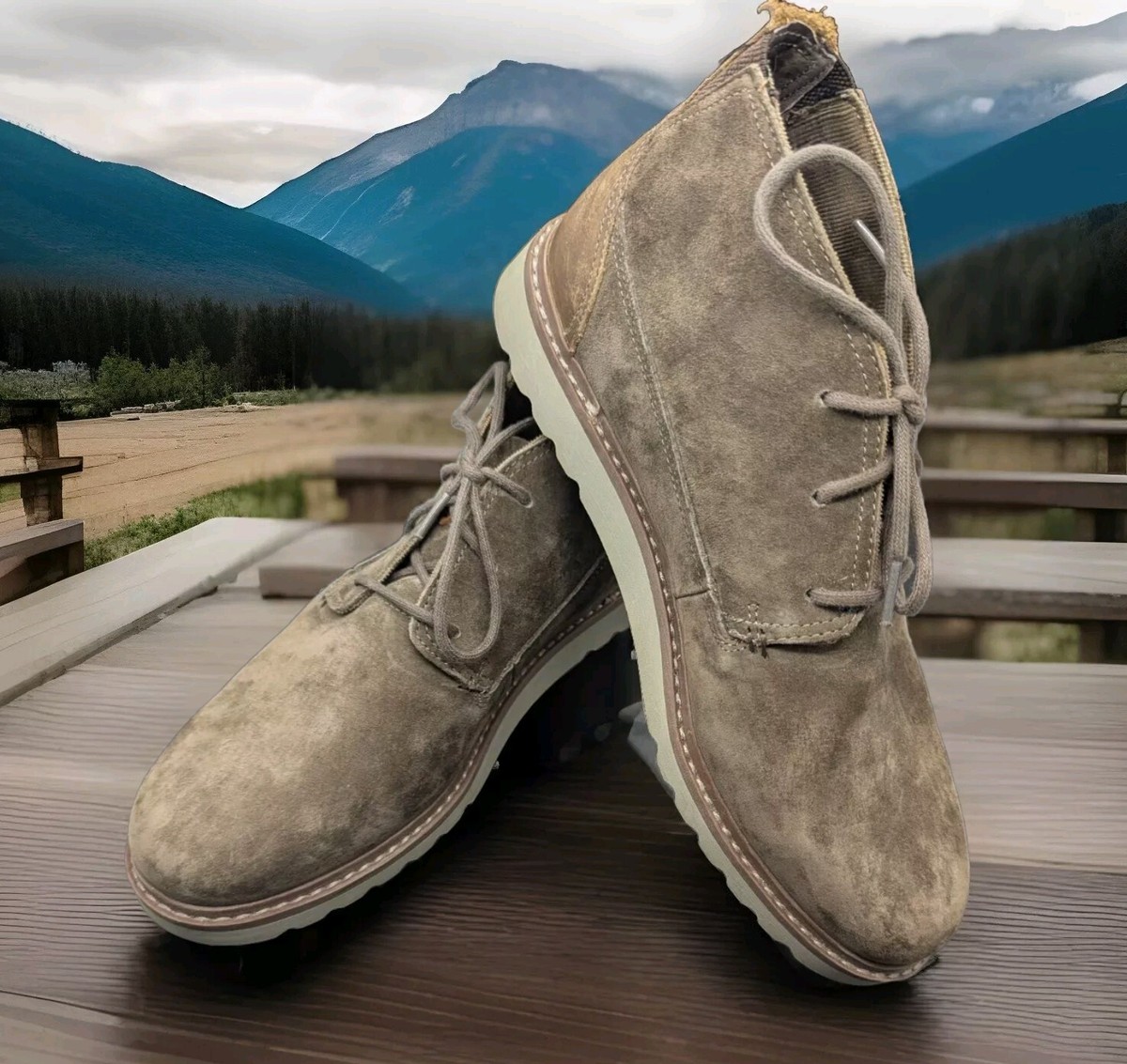 Reef Mens Voyage Chukka Ankle Boots Size‎ 12 Blue Tan Suede Leather Lace Up Reef Mens Voyage Boot size 12 Brown Suede | Mercari main image 3