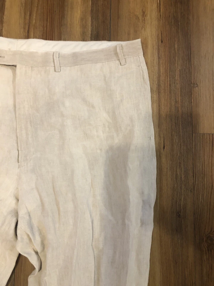 Pantalones chinos rectos informales Calvin Klein DISTRESS chinos 100 % lino grandes para hombre ver foto Foto 3 de 4