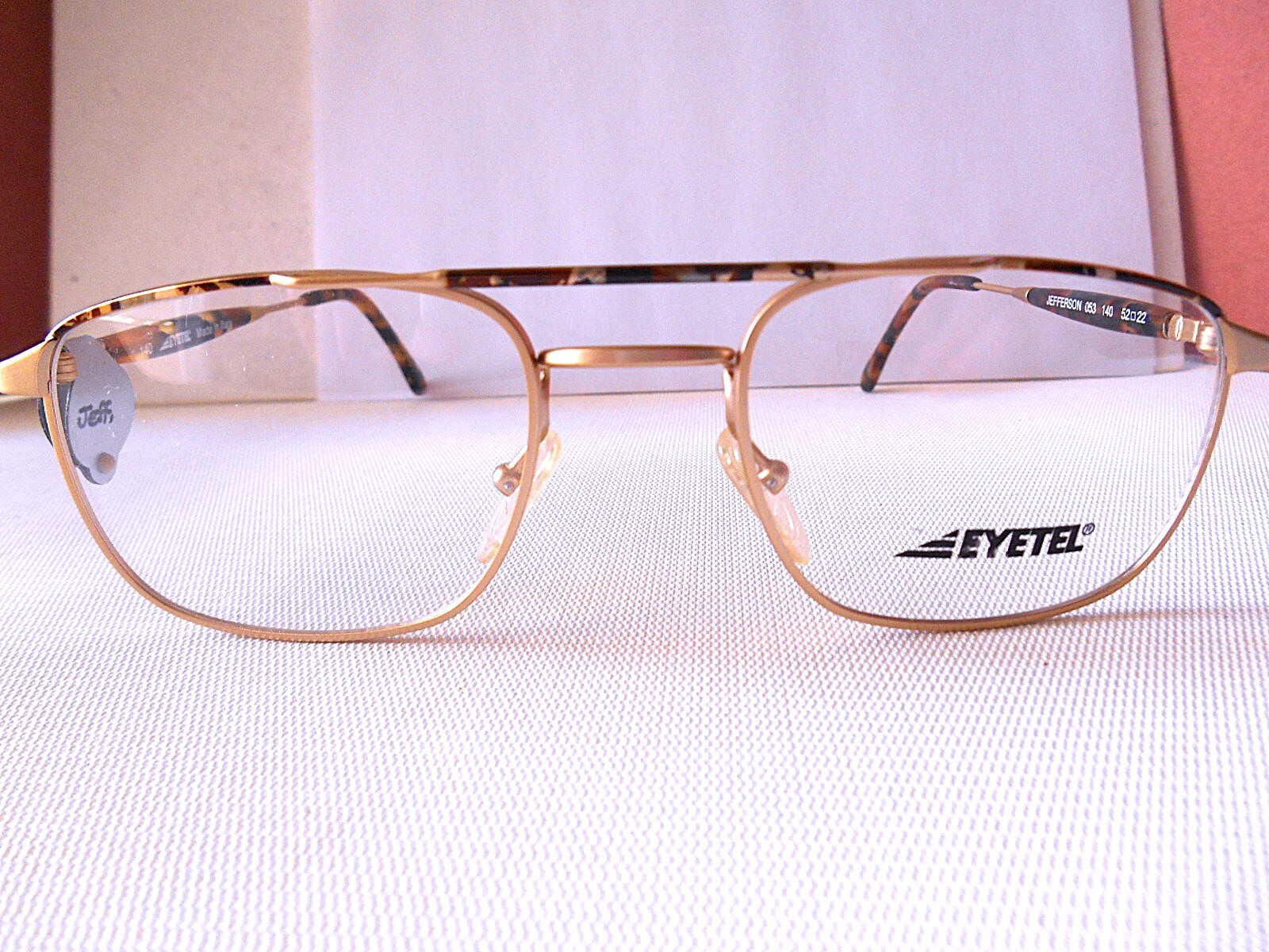 EYETEL Jefferson Goldtone /Brown Prescription Eyeglass Frames 52/22/140