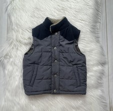 Carters Boys Reversible Puffer Vest 5/6 Fleece Lined Neck Corduroy Grey Camo 143