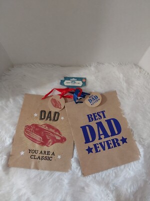 Set Of 2 Noah's Nurture Father's Day Gift Bags W/Best Dad Ever & Classic Dad NEW