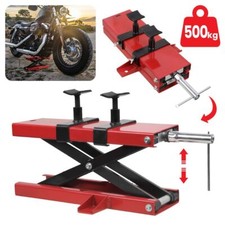 500kg Motorcycle Lift Scissor Jack Red Scooter Crank Stand Garage Tool NEW UK