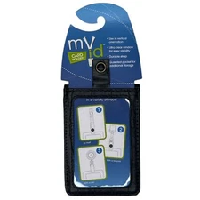 Cosco My ID Card Holder Brown Faux Leather Work Drivers License Clear Window NWT