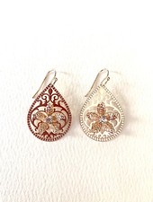 Filigree Style Rose Gold Metal Cutout Teardrop Dangle Delicate Earrings 1.5  