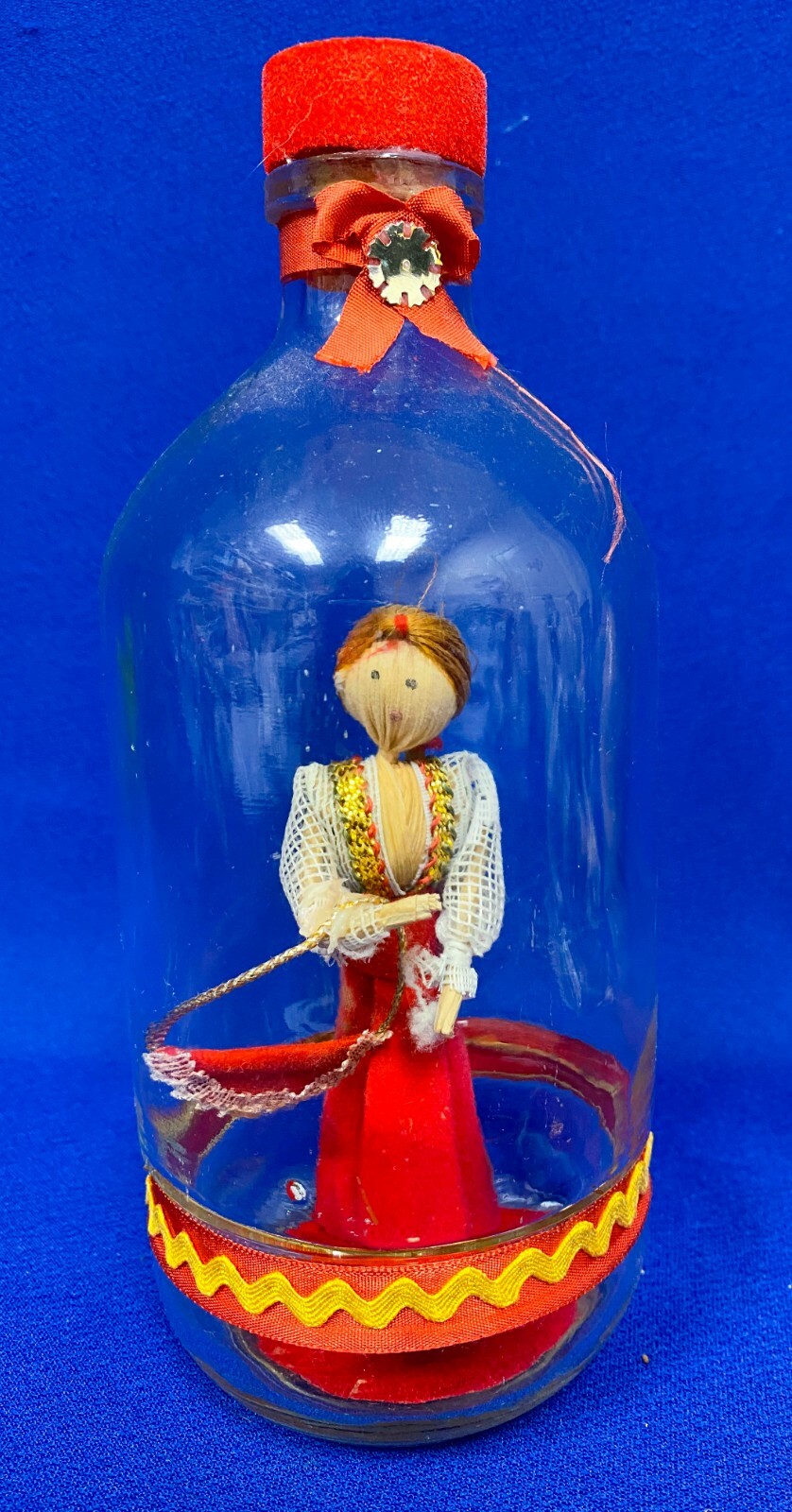 VTG Estate Folk Art Corn Husk Straw Girl Doll in a Bottle Figurine! Artisan! 74 eBay