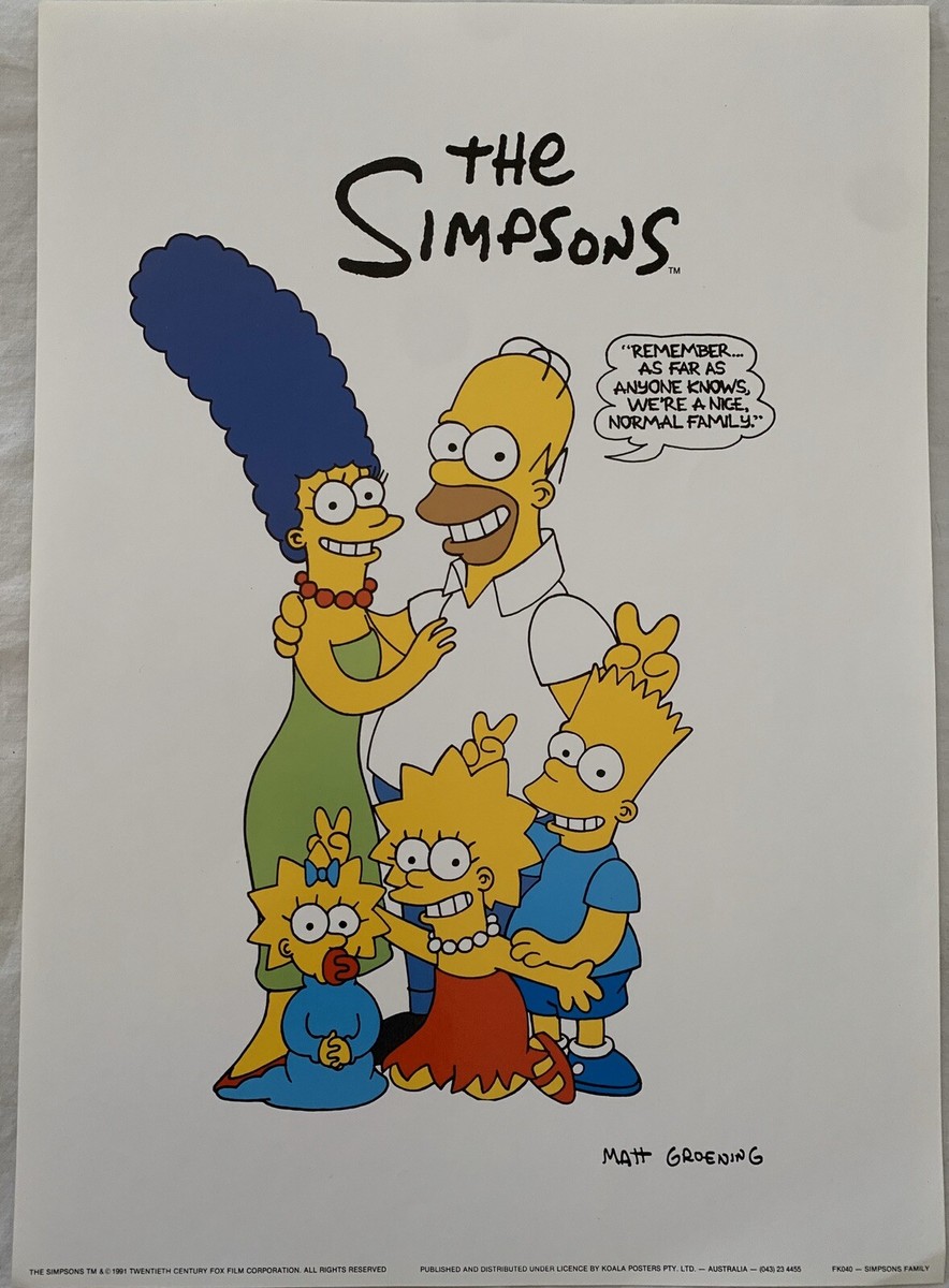 RARE* Vintage 90's The Simpsons Family Poster “We're A Nice