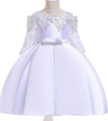 Pageant dress girls formal white princess off shoulders lace party dress  size 6T | eBay