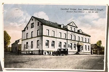19404 AK Jahnsdorf in the Ore Mountains Inn Green Meadow with old car 1930