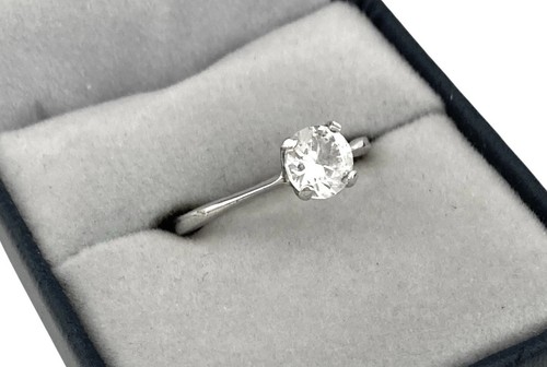 ANTIQUE ART DECO~UNCAS Sterling Silver Brilliant Cut SOLITAIRE Ring~Size 8