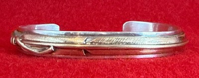 Sterling Silver Signed Lee Bennett Native 1/20th 12k Gold Filled Cuff Bracelet