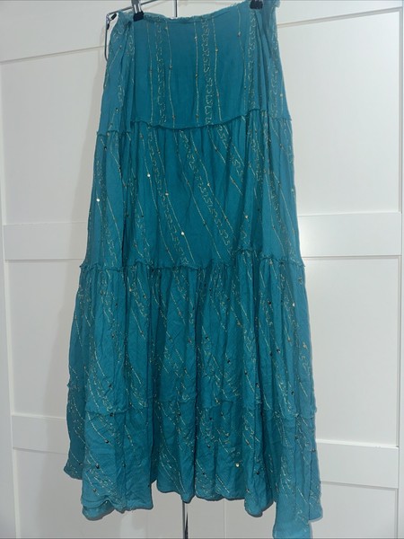 Miss Selfish Size M Whimsy Whimsigoth Maxi Skirt Blue