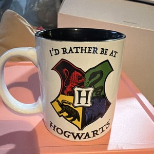 Silver Buffalo Harry Potter Hogwarts Crest Ceramic Mug 12 oz 'I'd Rather Be At …