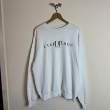 Vintage 1990s Lake Tahoe Tourist Travel White Sweatshirt