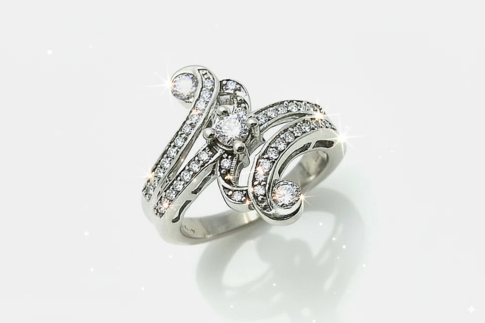 0.50 cttw. Natural Diamond Engagement Ring 14k Solid Gold Journey size 6 - Image 2 of 4