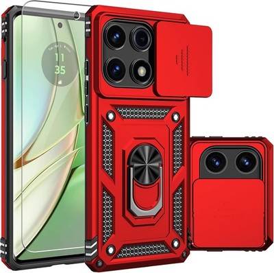 Motorola Edge 2025 Case with Camera Lens Cover HD Screen Protector, Red