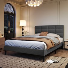 Polsterbett Bettgestell Kopfteil Bettrahmen Doppelbett mit Lattenrost Dunkelgrau