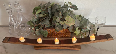 Handcrafted Wine Barrel Stave Candle Holder - Mantle, Center, or Accent Piece!
