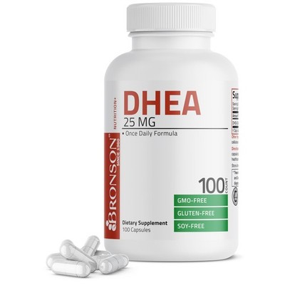 Bronson DHEA 25mg Once Daily Formula, 100 Capsules 100 Count (Pack of 1)