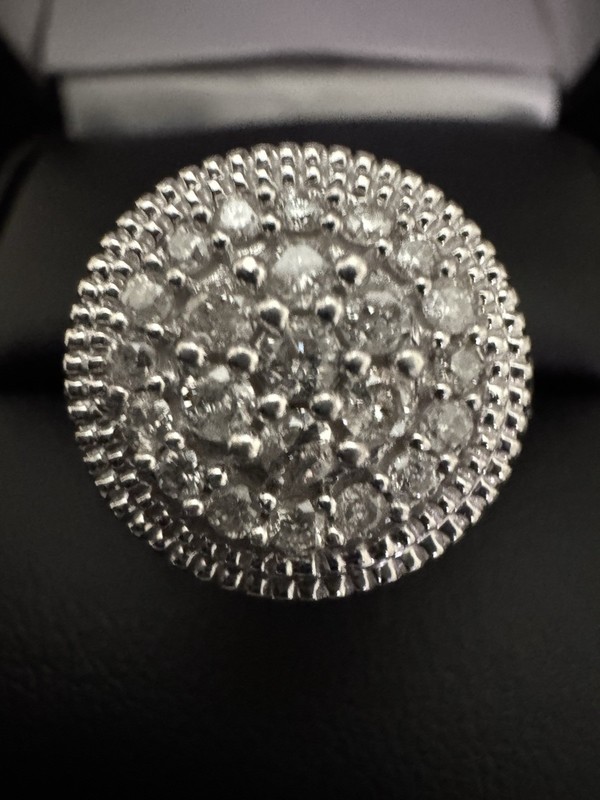 Sterling Silver ~.50 CWT ~Diamond Cocktail Ring-Size 7