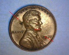 1947 Lincoln Centdefective Planchetcracked Peeled Lamination Error
