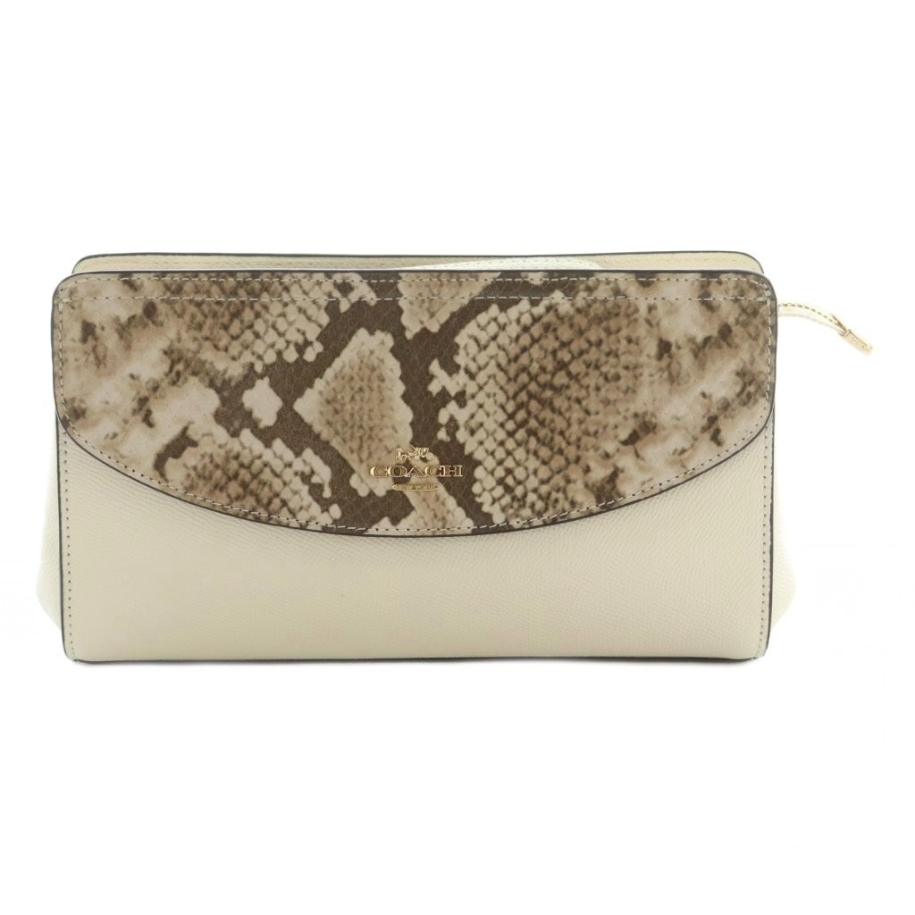 Coach Clutch Bag Second Python Pattern White Brow… - image 1