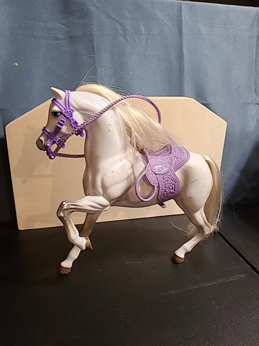 Vintage Barbie Horse With Purple Saddle and Bridle 1990s. READ.