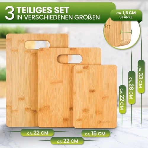 HEIMWERT Bamboo Chopping Board Set of 3, photo 2