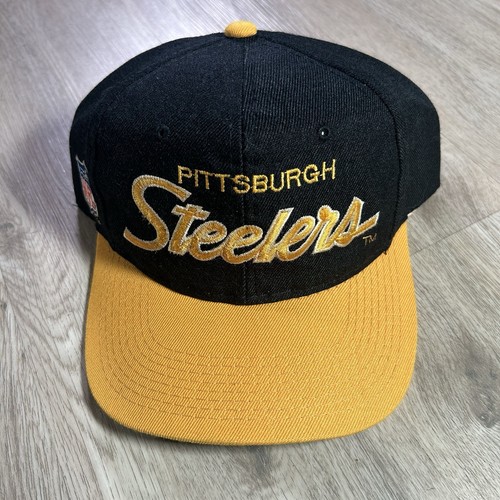De Colección Especialidades Deportivas Pittsburgh Steelers Script Snapback Sombrero NFL Lana Negra