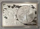 2009 American Silver Eagle 1 oz Silver in 2 oz Silver Bar - 3 oz Total - A80