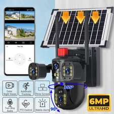 Solar Security Camera Wireless Outdoor 3-Lens WiFi 4K PTZ Camera HD Night Vision