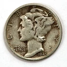 Vintage 1945-P Mercury Dime 90% Silver Circulated Coin Free Shipping