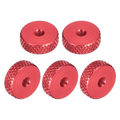 30Pcs Flat Knurled Thumb Nuts, M3x12x4xmm Pass Hole Nut, Aluminum Alloy, Red